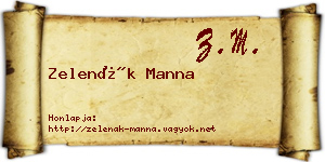 Zelenák Manna névjegykártya